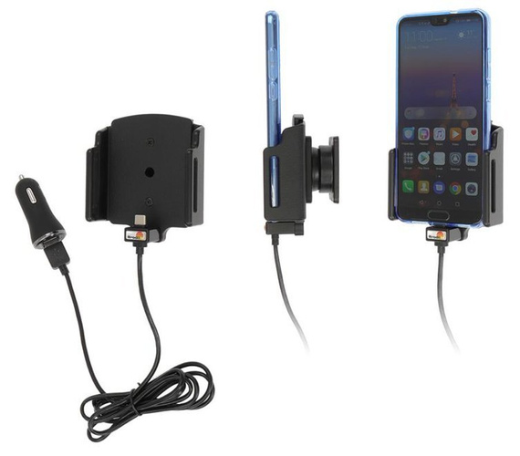 Uchwyt uniwersalny regulowany do Samsung Galaxy S23+ bez futerału oraz w futerale lub etui o wymiarach: 75-89 mm (szer.), 2-10 mm (grubość) z wbudowanym kablem USB-C oraz ładowarką samochodową