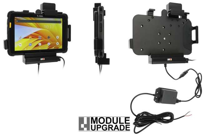 Uchwyt aktywny o wzmocnionej konstrukcji do Zebra ET40 8.0 z modułem komunikacyjno-ładującym i blokadą sprężynową.