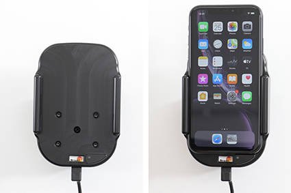Uchwyt indukcyjny dedykowany do Apple iPhone Xr z wbudowanym kablem USB oraz ładowarką samochodową
