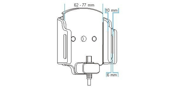 Uchwyt regulowany do Huawei P30 PRO bez futerału oraz w futerale lub etui o wymiarach: 62-77 mm (szer.), 6-10 mm (grubość) z wbudowanym kablem USB-C oraz ładowarką samochodową