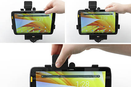 Uchwyt aktywny o wzmocnionej konstrukcji do Zebra ET40 10.0 z blokadą sprężynową.