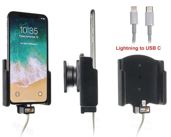 Uchwyt do Apple iPhone Xs z możliwością wpięcia kabla lightning USB-C