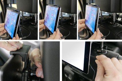 Uchwyt aktywny do tabletów Apple w futerale o wymiarach: 120-150 mm (szer.), do 25 mm (grubość)