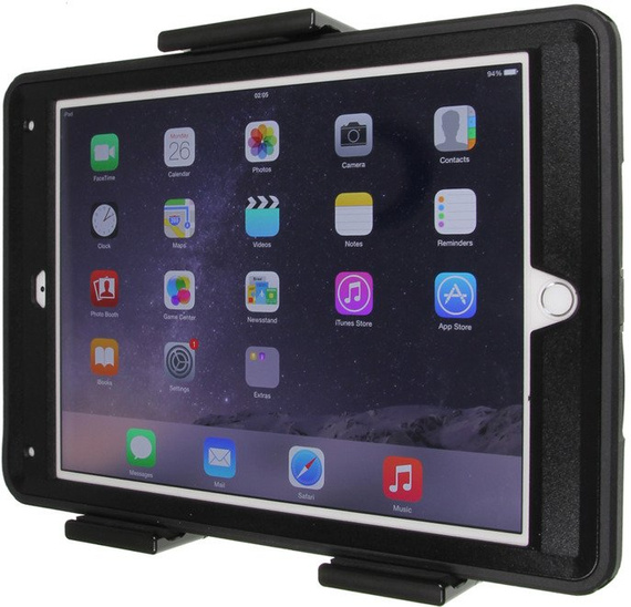 CRASH TESTED. Uchwyt regulowany, pasywny do tabletów w futerale oraz bez futerału o wymiarach: 140-195 mm (szer.), do 25 mm (grubość).