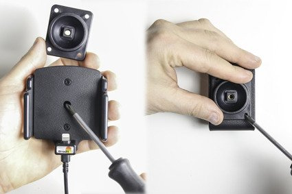 Uchwyt regulowany do Apple iPhone X w futerale lub obudowie z wbudowanym kablem USB oraz ładowarką samochodową