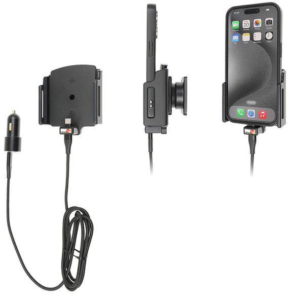 Uchwyt aktywny z kablem USB-C do Apple iPhone 17 Pro w futerale lub bez o wymiarach: 70-83 mm (szer.), 8-12 mm (grubość).