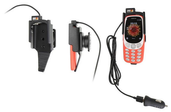 Uchwyt do Nokia 3310 4G, 3G (2018) z wbudowaną ładowarką samochodową/kablem USB