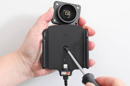 Uchwyt aktywny do stałej instalacji do Apple iPhone 13 w futerale lub bez o wymiarach: 70-83 mm (szer.), 6-10 mm (grubość).