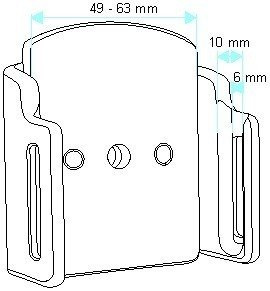 Uchwyt uniwersalny pasywny do smartfonów do telefonu bez futerału oraz w futerale lub etui o wymiarach: 49-63 mm (szer.), 6-10 mm (grubość)