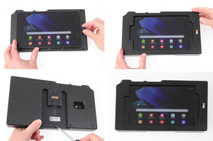 Brodit ochronna obudowa z adapterem Molex do profesjonalnego montażu do Samsung Galaxy Tab Active 3, SM-T570/SM-T575 z systemem adaptacyjnym Active MultiMoveClip 