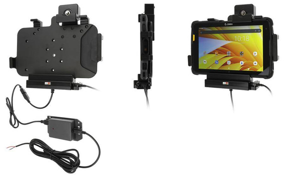 Uchwyt aktywny o wzmocnionej konstrukcji do Zebra ET40 8.0 z modułem komunikacyjno-ładującym i blokadą kluczykową.