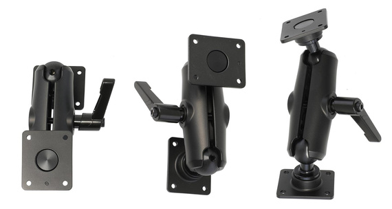 Brodit aluminiowe podwójne ramię montażowe 153 mm o dużej wytrzymałości z regulacją 360° oraz kwadratową podstawą