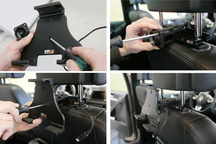 Uchwyt aktywny do tabletów Apple w futerale o wymiarach: 140-195 mm (szer.), do 25 mm (grubość)