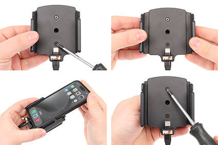 Uchwyt aktywny z kablem USB-C do Apple iPhone 17 Pro w futerale lub bez o wymiarach: 70-83 mm (szer.), 8-12 mm (grubość).