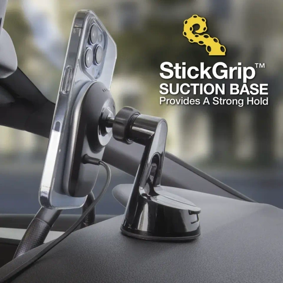 Scosche MagicMount™ Pro Charge5 Window/Dash uchwyt magnetyczny, indukcyjny do montażu na szybie / desce auta / w biurze z uniwersalną płytką mocującą / MagSafe