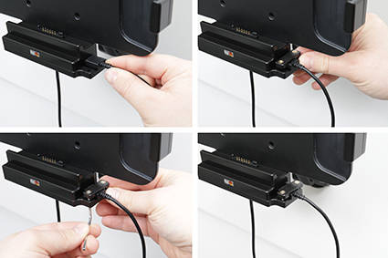 Uchwyt aktywny o wzmocnionej konstrukcji do Zebra ET40 10.0 z modułem komunikacyjno-ładującym.